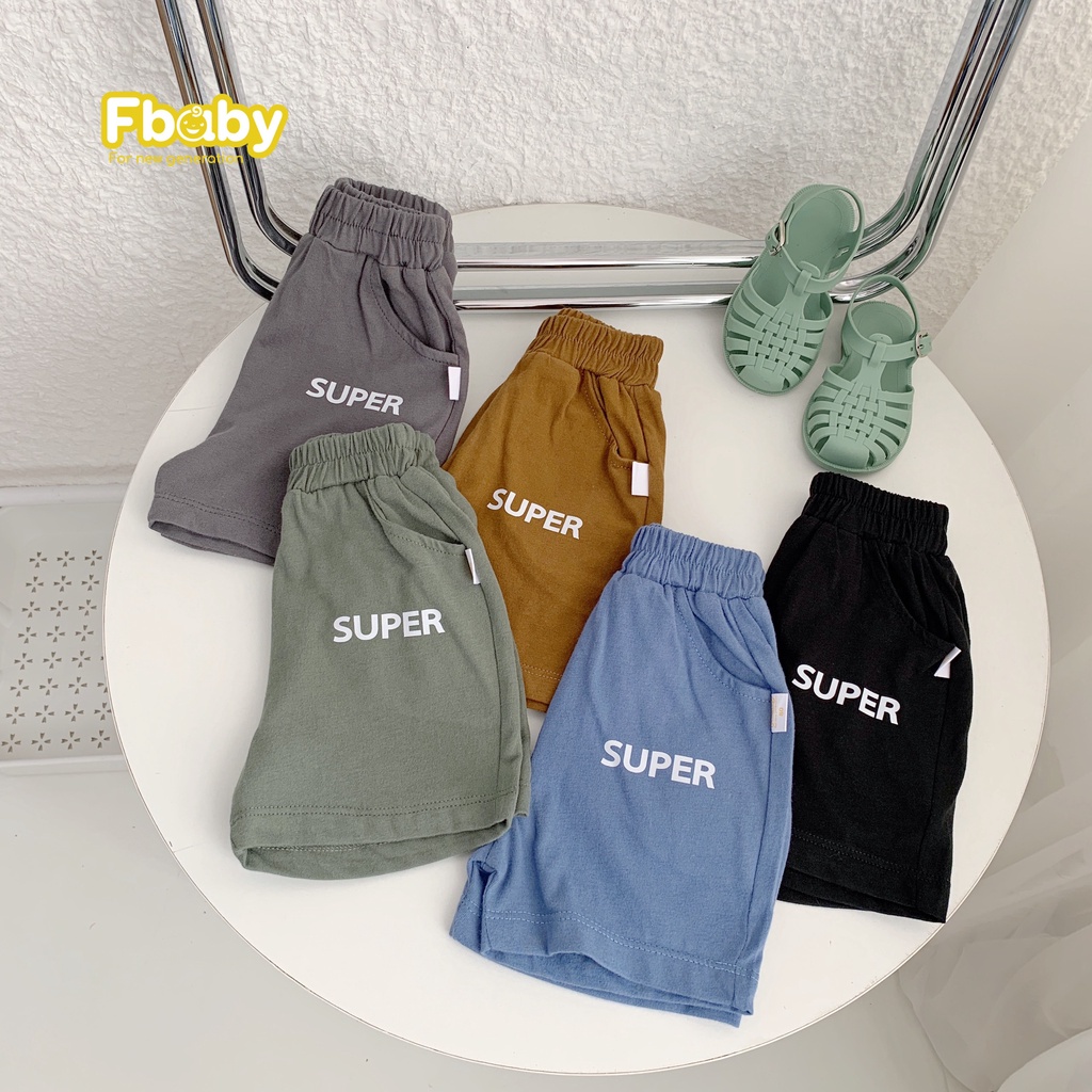 Quần đùi bé trai/ bé gái Super chất liệu 100% cotton mềm mịn, Quần sooc đùi Unisex cạp chun bản to cho bé từ 1-6 tuổi