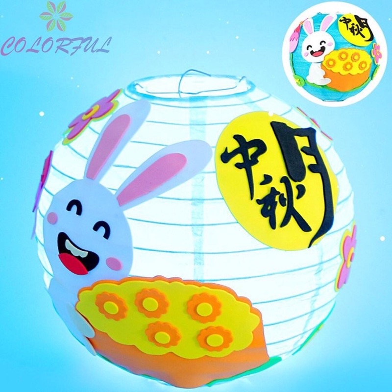 Lồng đèn trung thu 2022 tự dán sticker 3D sáng tạo