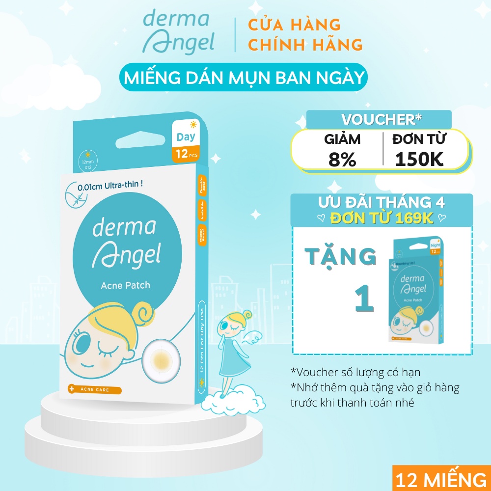 [Mã FMCGMALL -8% đơn 250k] Miếng dán mụn dùng cho ban ngày (12 miếng) DERMA ANGEL