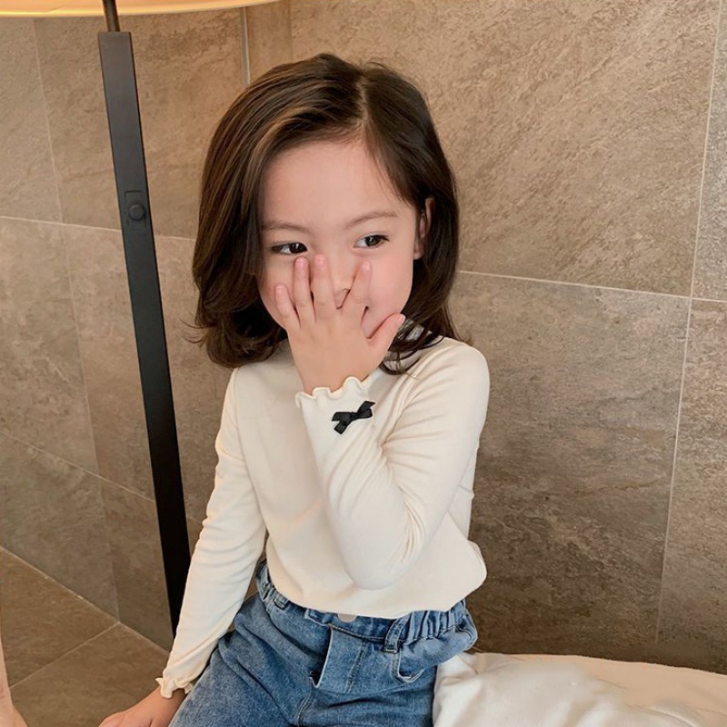 Áo thun tay dài màu trơn đáng yêu cho bé gái từ 1 - 6 tuổi