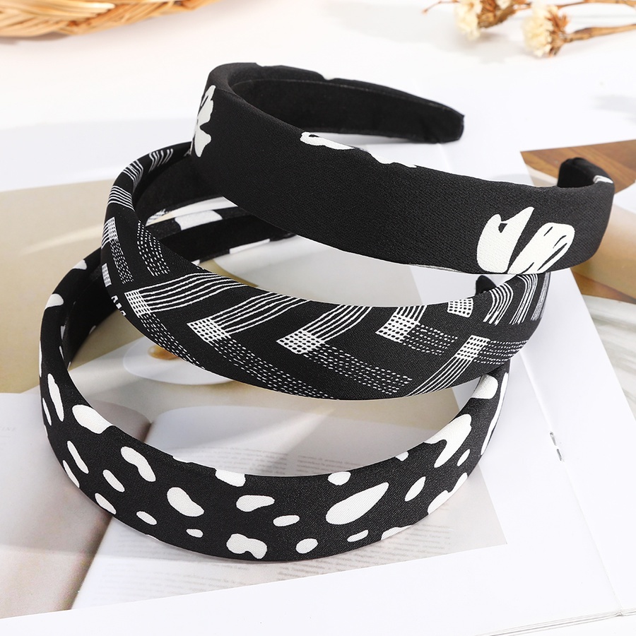 Băng Đô Cài Tóc Bản Rộng Họa Tiết Hoa / Sọc Caro Kiểu Dáng Đơn Giản Thời Trang Hàn Quốc Cho Nữ