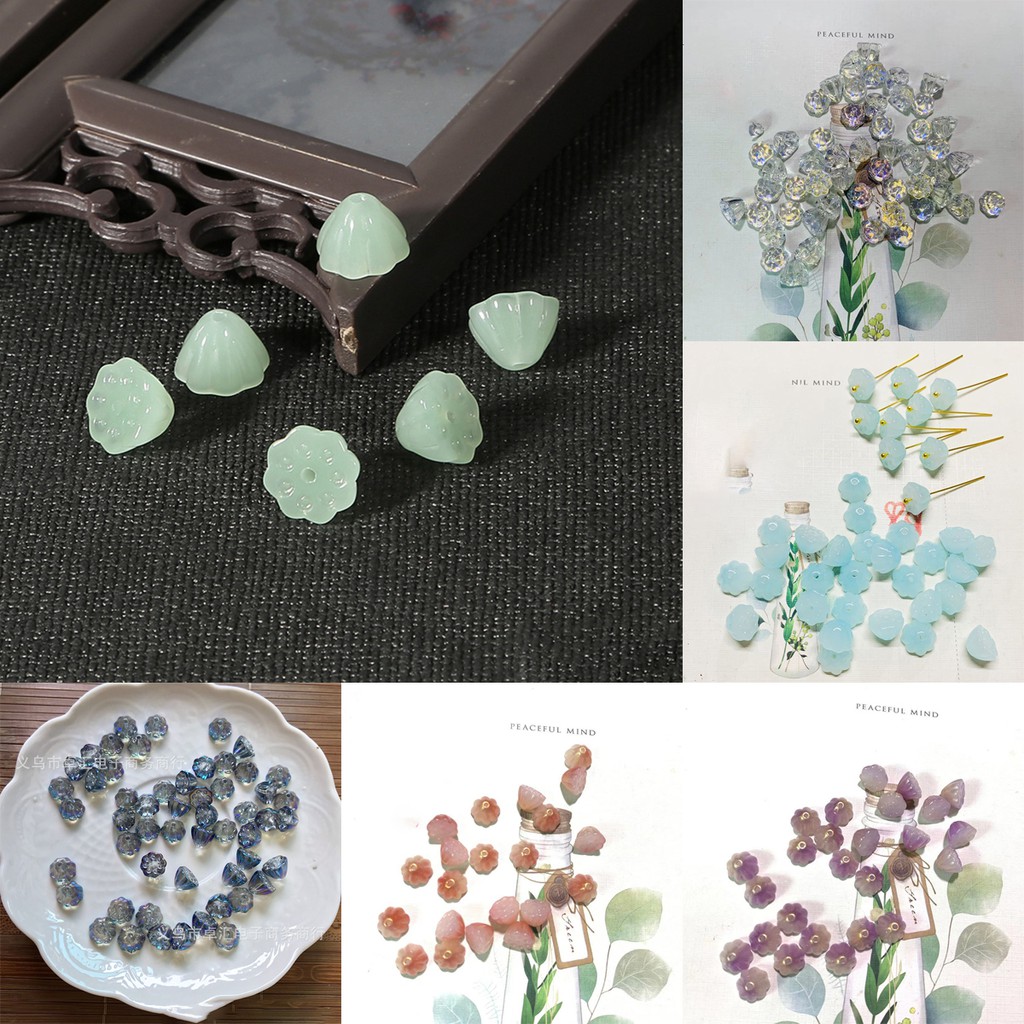 [Nguyên liệu làm trâm] 1 nhụy hoa sen thủy tinh 11mm