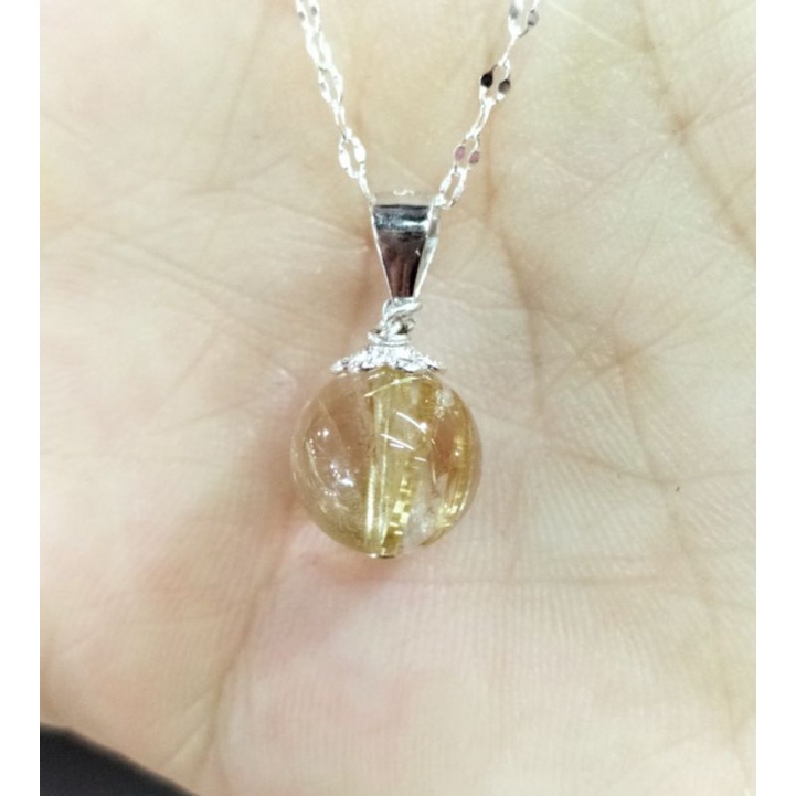 Dây chuyền bạc 925 mặt đá tóc vàng 10li bảo hành vĩnh viễn Thuylamshop