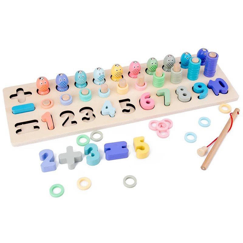 Đồ Chơi Montessori Câu Cá Nam Châm 3 Dòng Số Cột Tính Bằng Gỗ Benrikids