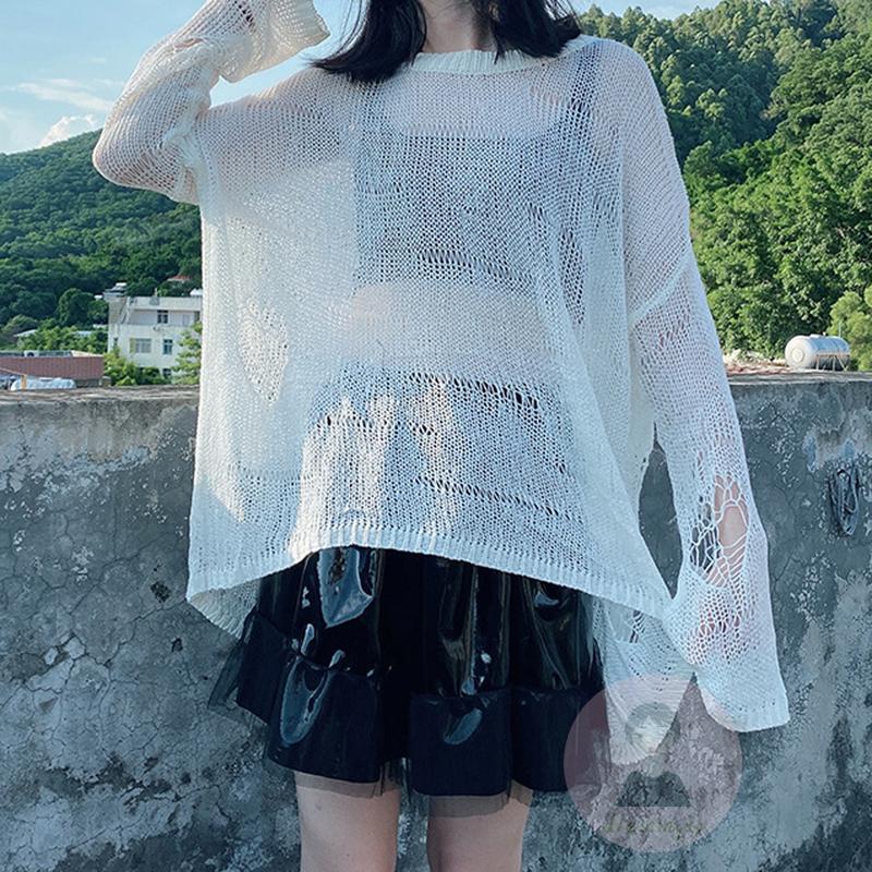 Áo Sweater Dệt Kim Tay Dài Dáng Rộng Màu Trơn Thời Trang Cho Nữ