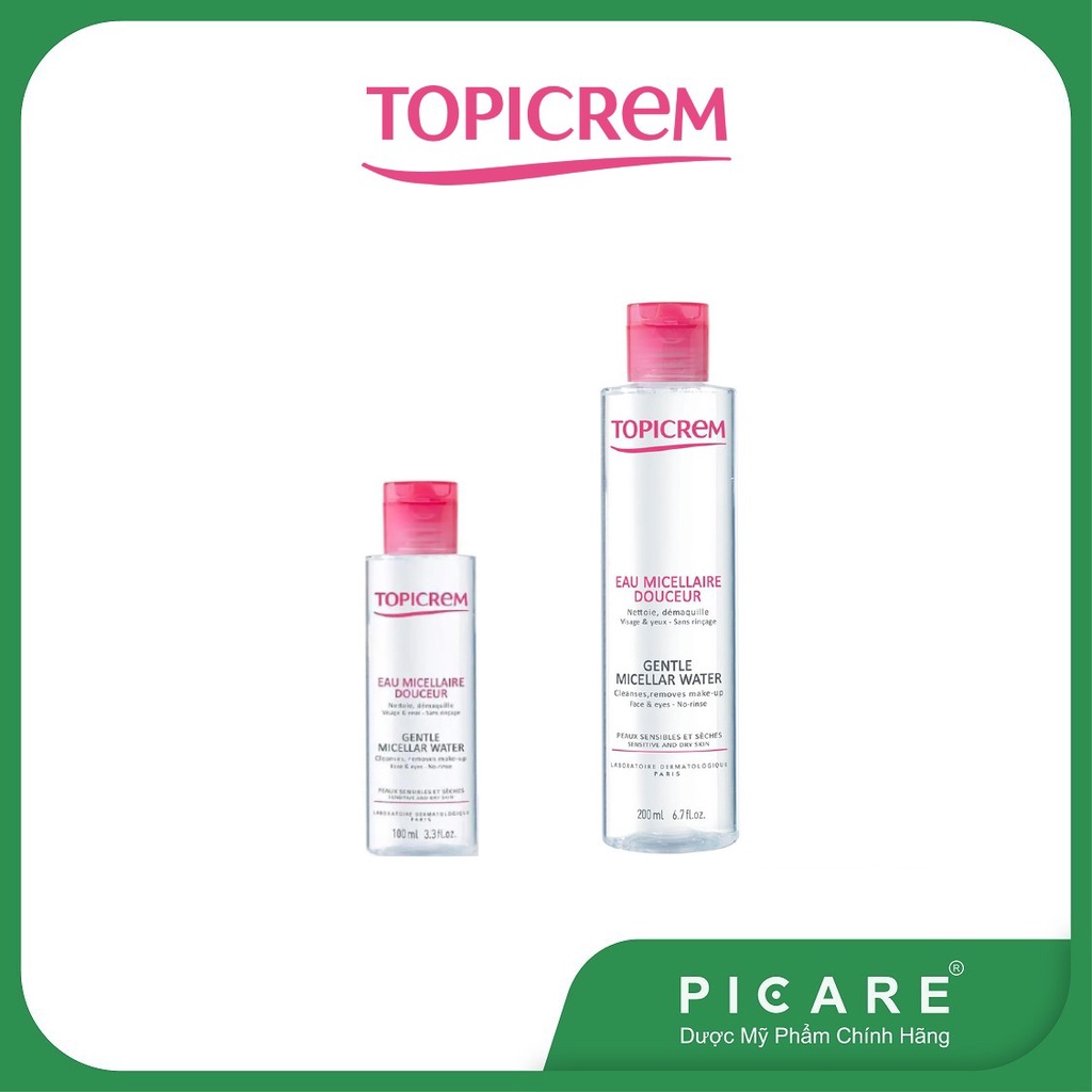 Nước tẩy trang dịu nhẹ cho da mặt và mắt Topicrem Gentle Micellar Water ( 100ml - 200ml )