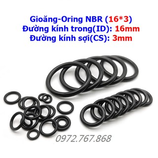 (100 Cái) Gioăng cao su NBR 16*3mm, đường kính trong 16mm, đường kính ngoài 22mm, dày 3mm