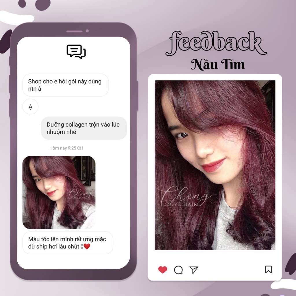 Thuốc Nhuộm Tóc Màu NÂU TÍM Không Tẩy | Chenglovehair, Chenglovehairs