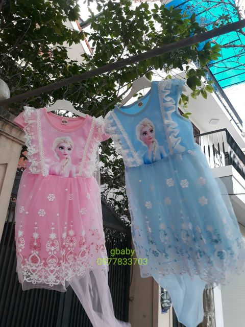 Váy Elsa Tà Dài Mẫu Mới 2020 Hàng Quảng Châu Cao Cấp (cho bé từ 13-28kg)