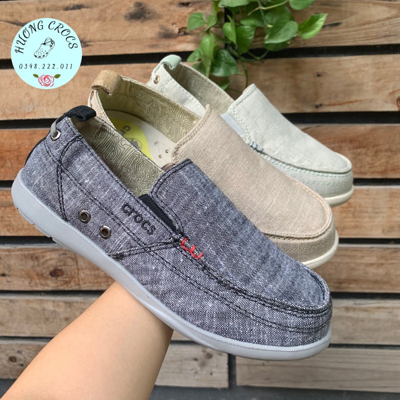 Giày lười nam, giày nam vải thô Walu Chambray kaki vàng siêu bền, mềm nhẹ, không hôi chân cho nam giới