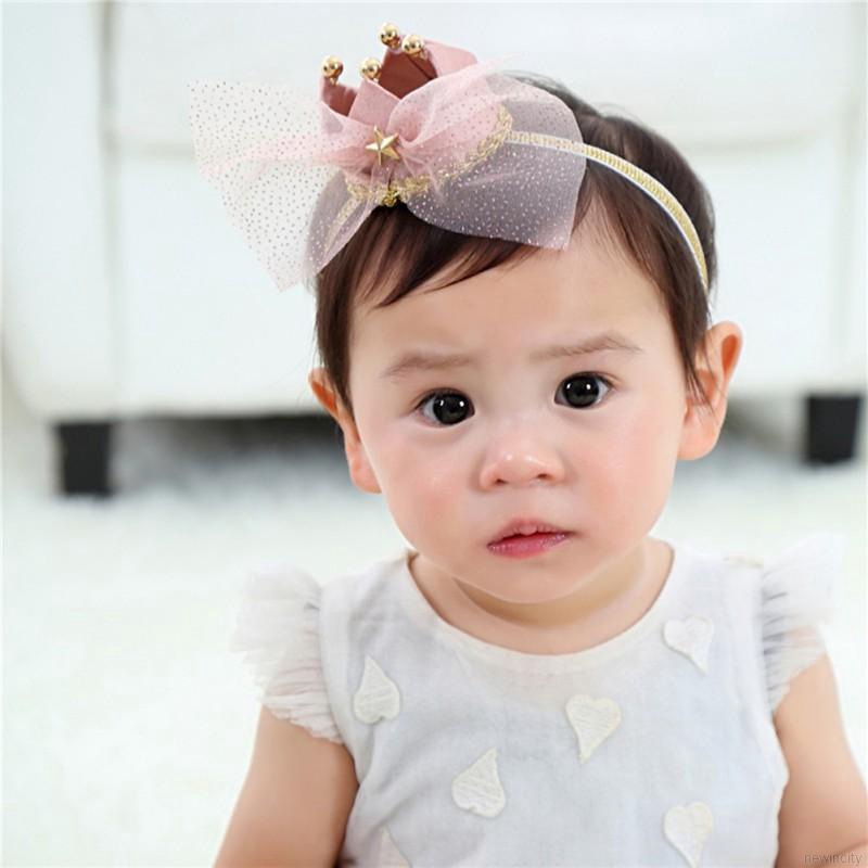 Cài tóc hình vương miện phối ren đính hoa kiểu công chúa cho bé gái