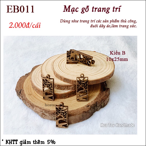 Mặt dây trang trí bằng gỗ - Nhãn gỗ hình Cây Sự Sống - Chiếc Lá EB011