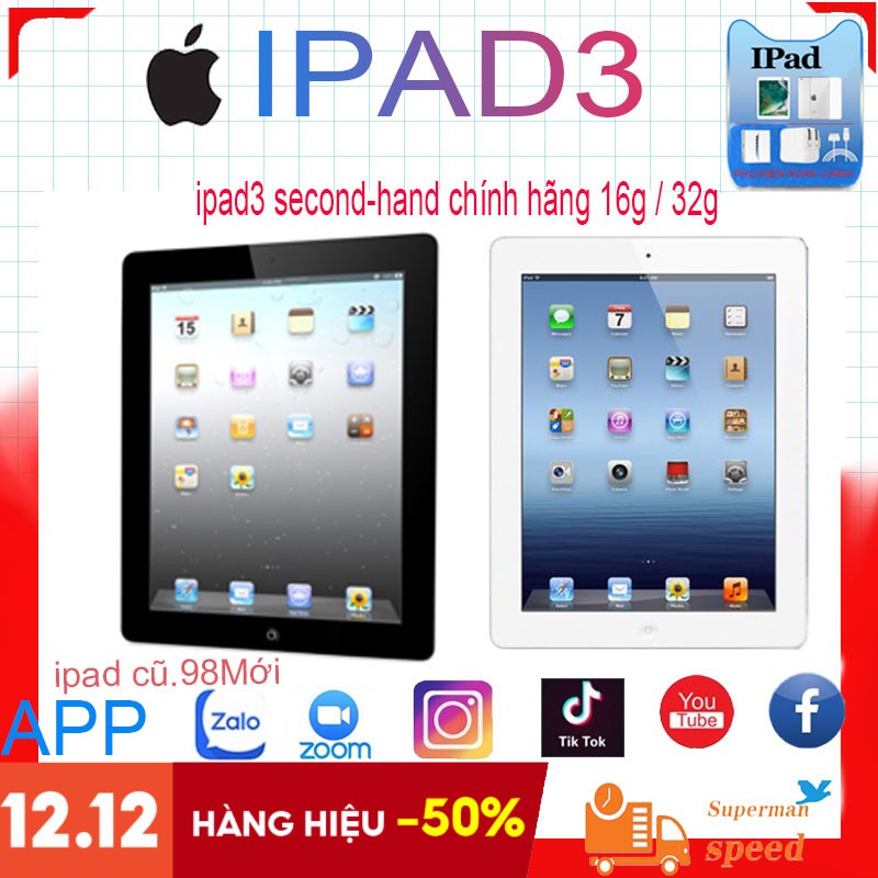 máy tính bảng i(pa.d)3 máy tính bảngChính Hãng Bản Wifi16G/32G I(pa.d)cũ Quốc tế Máy tính bảng cũ giá rẻ Bảo hành12tháng