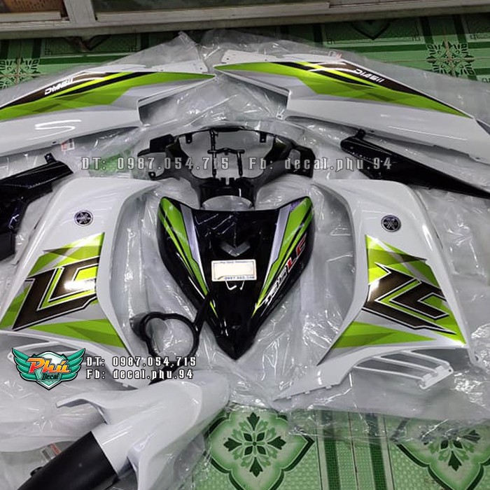 Tem rời Crom Exciter 135 LC xanh chuối  xe trắng đen (W)