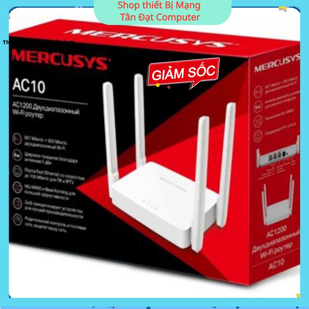 ( Siêu Rẻ )Bộ Phát Wifi Mercusys AC10 Phát Wifi Băng Tần Kép Chuẩn AC1200 -Hàng Mới Năm 2021