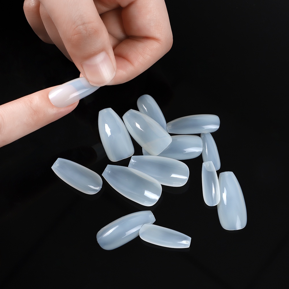 Set 100 Móng Tay Giả Trong Suốt / Tự Nhiên Bao Phủ Toàn Bộ
