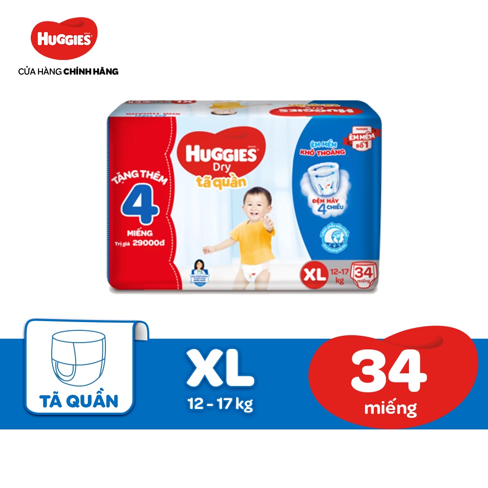 [Mã FMCGMALL -8% đơn 250K] Tã quần Huggies Jumbo M42/L38/XL34/XXL30