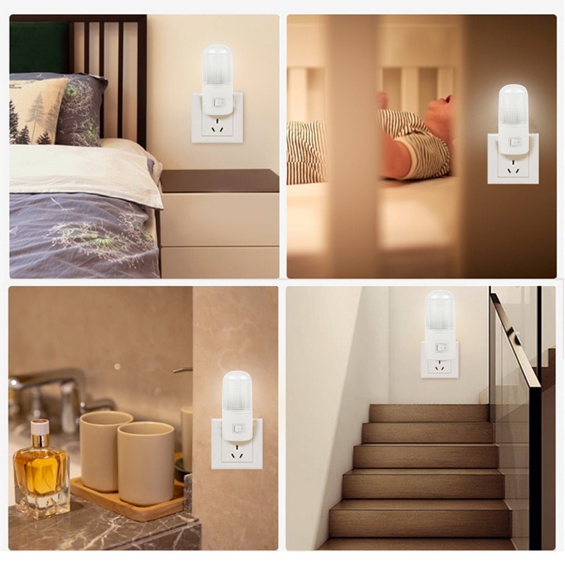 3W LED Wall-mounted Night Light Bedside Emergency Lamp Energy-efficient Wall Socket Lamp for Bedroom Home Living Room