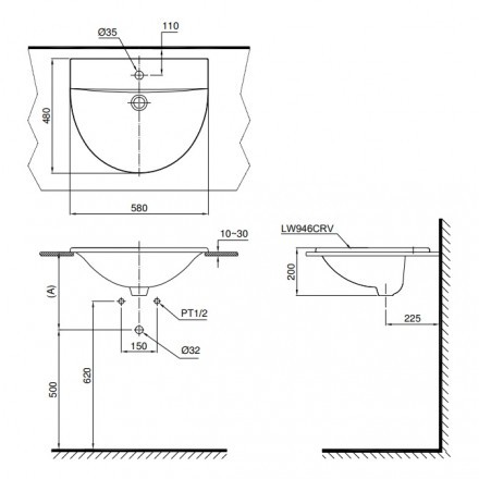 Chậu Rửa Lavabo TOTO L946CR Dương Vành