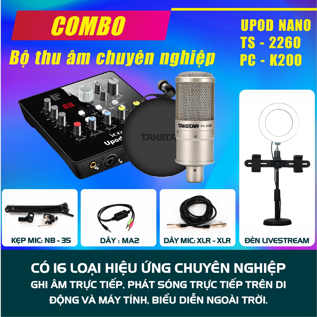 (FREESHIP)TRỌN BỘ COMBO THU ÂM, LIVESTREAM, SOURD CARD ICON UPOD NANO, MICRO, TẶNG ĐÈN LIVESTREAM, BẢO HÀNH 12 THÁNG