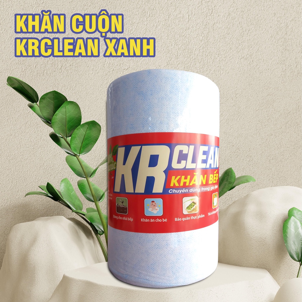 Khăn Cuộn Lau Bếp KR Clean Xanh 200 tờ/cuộn