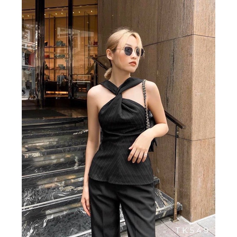 Áo cổ yếm dây xoắn có 3 màu chất xô gân xịn, đẹp