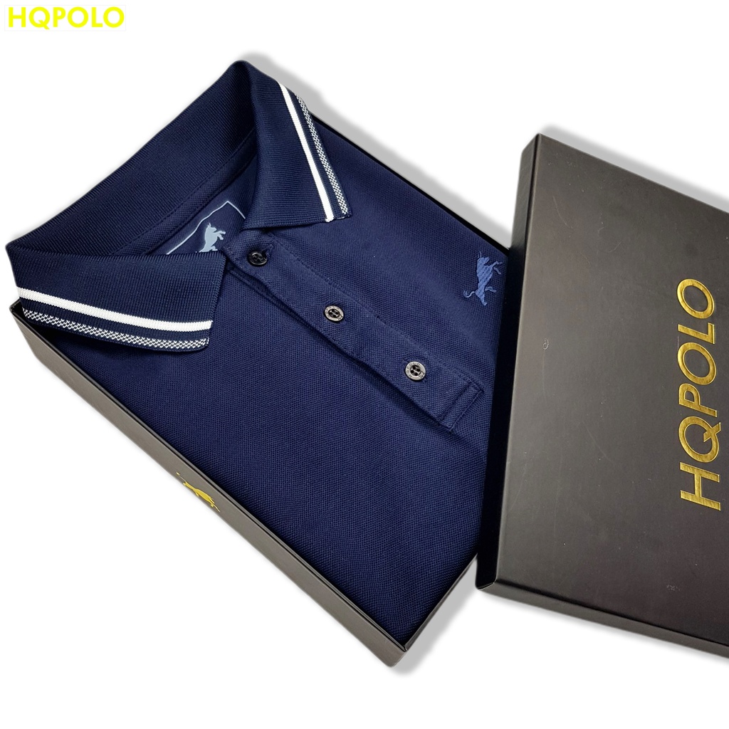 Áo thun Polo nam xanh than cổ bẻ phối vải cá sấu cotton xuất xịn, chuẩn form, sang trọng, trẻ trung và tinh tế - HQPOLO