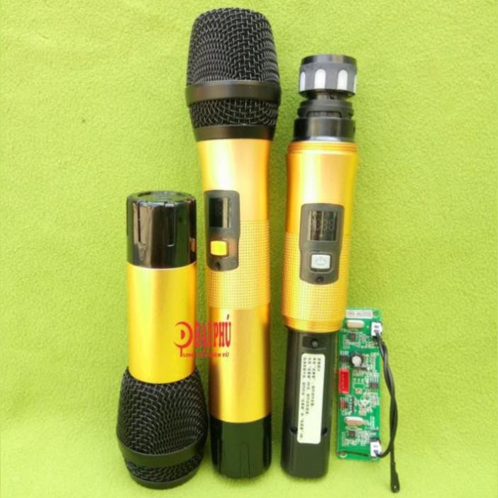 Micro không dây đôi UHF CHỐNG HÚ cao cấp loa kéo - SET được tần số cho loa kéo (5 bộ)