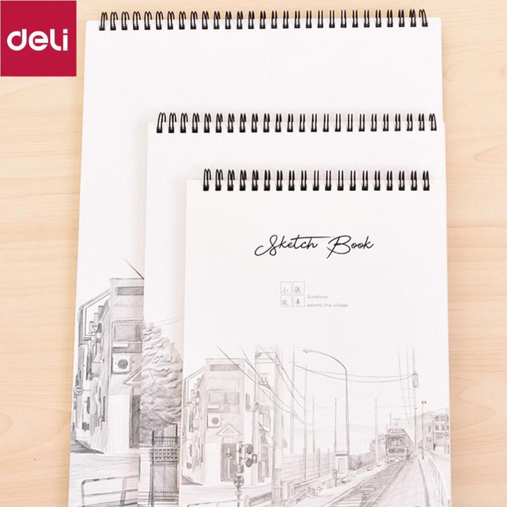 Sổ phác thảo 100gsm 40 trang lò xo kép nhiều kích cỡ Deli - sketchnote - 1 quyển - 73627 / 73628 / 73633 [Deli]