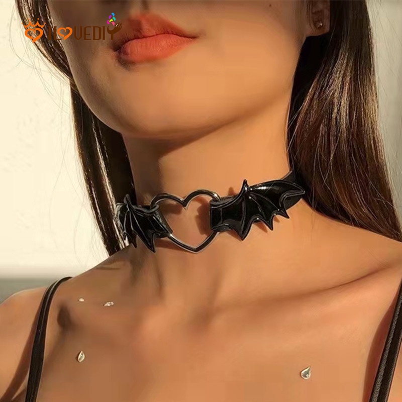 Vòng Cổ Choker Hình Trái Tim Cánh Dơi Phong Cách Gothic Đơn Giản Sáng Tạo Dành Cho Bạn Nữ Dùng Làm Quà Tặng Halloween