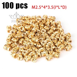 【FUNWD】100PCS Threaded Insert Self-clinching Nut Brass Internal Thread Knurled M2.5