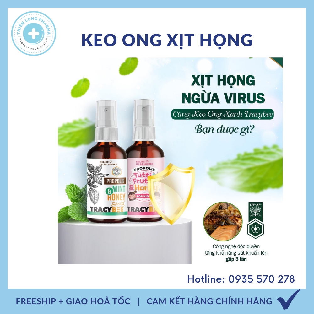 Keo ong xanh xịt họng tracybee nhập khẩu trừ brazil giành cho người lớn