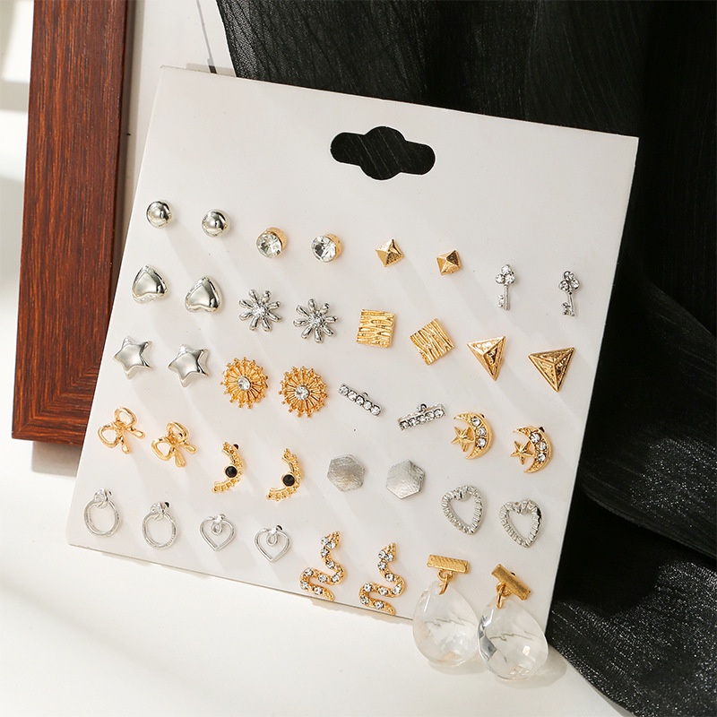 Set 20 đôi bông tai nhiều kiểu dáng xinh xắn thời trang cho nữ