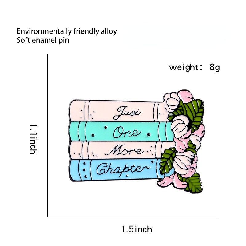 Ghim cài áo hình quyển sách in chữ Just One More Chapter cá tính thời trang cho nữ