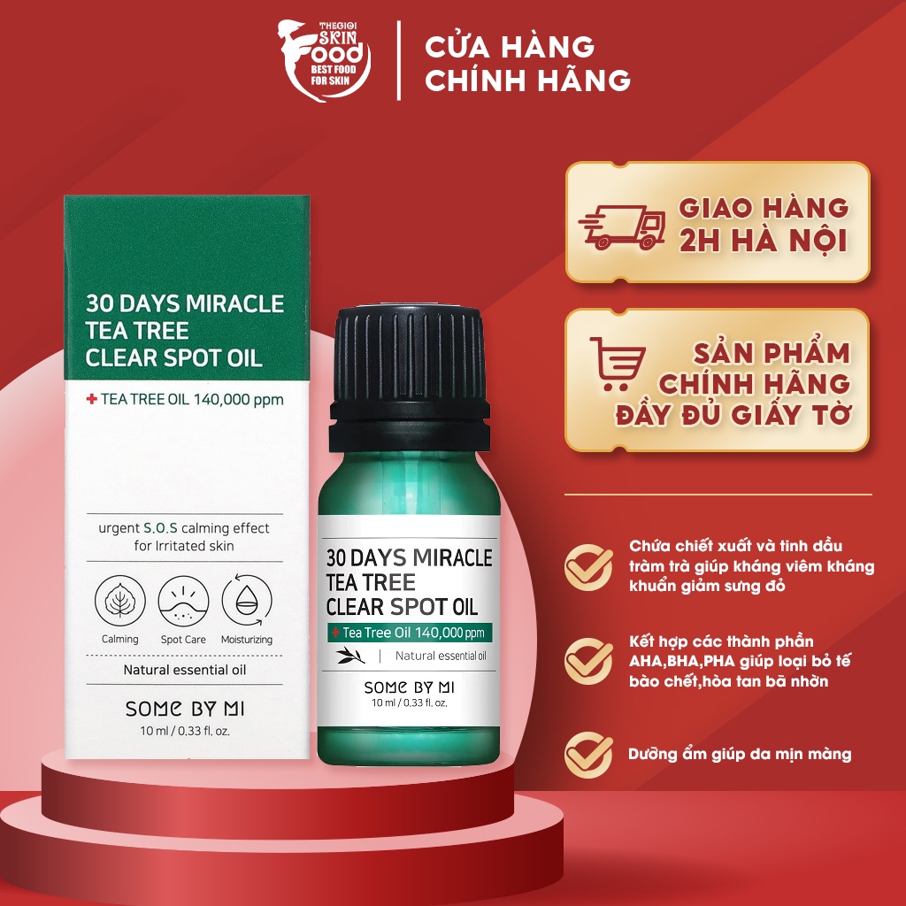 Tinh Dầu Tràm Trà Chấm Mụn Some By Mi 30 Days Miracle Tea Tree Clear Spot Oil 10ml
