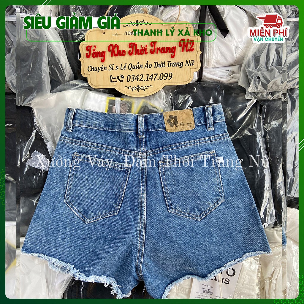✅Cam Kết Ảnh Thật 100% ✅🎯🎯 Quần shorts bò xanh rách ống rộng, Quần đùi jeans nữ hàng loại 1🌸 | BigBuy360 - bigbuy360.vn