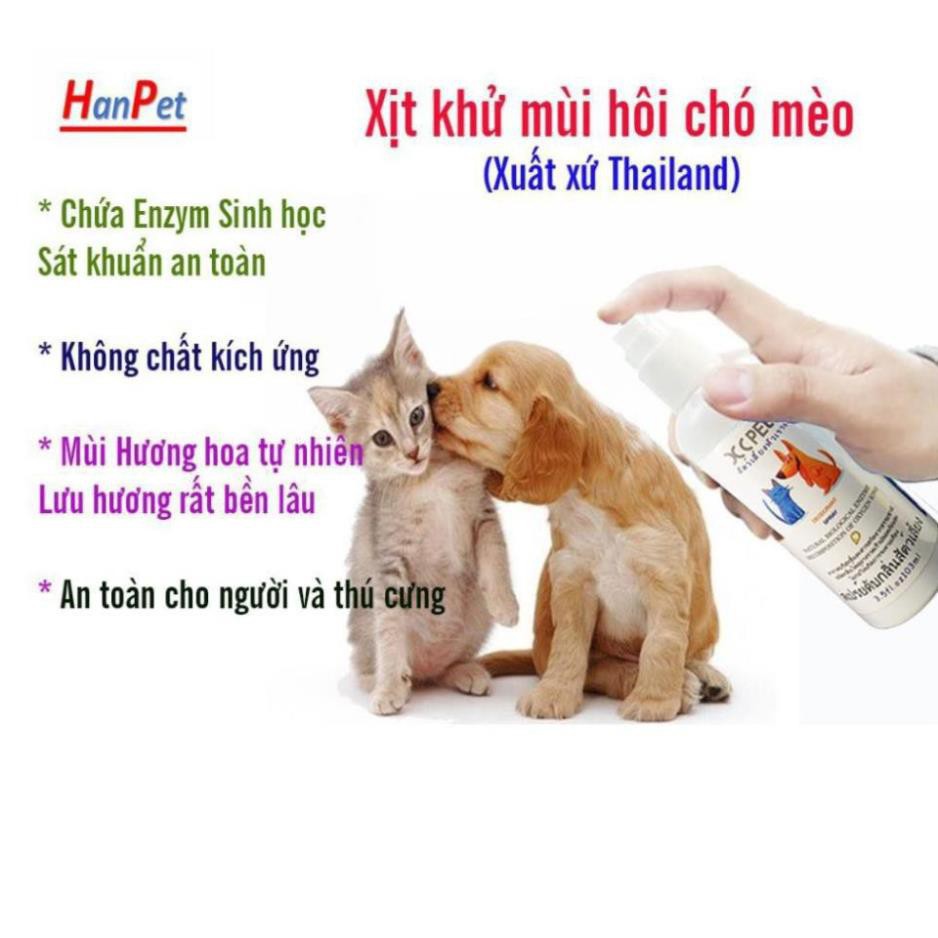 GV- Nước hoa chó mèo  XC PET 100ml (Thailand) Xịt thơm và khử mùi hôi thú cưng An toàn cho sức khỏe thú nuôi