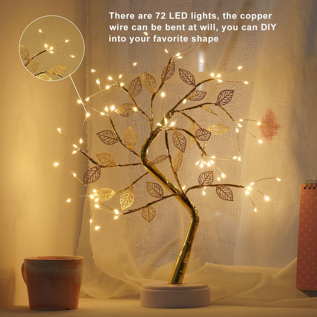 Dây Đèn Led Trang Trí Cây Bonsai Cổng Usb / Pin Có Công Tắc Cảm Ứng