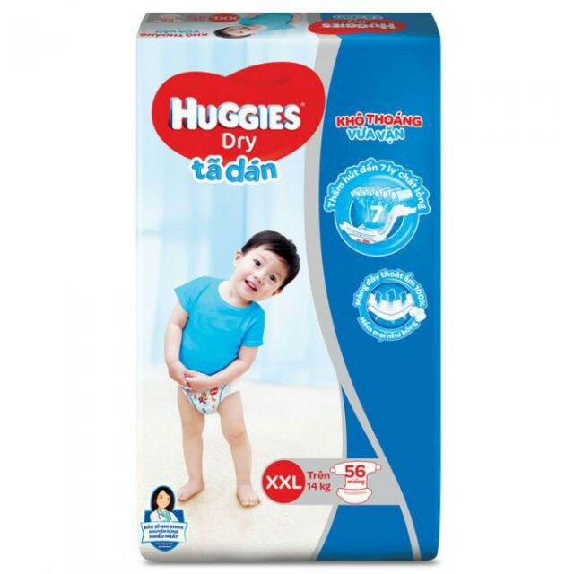Tã HUGGIES XXL dán 56 miếng ( cho bé trên 14kg)