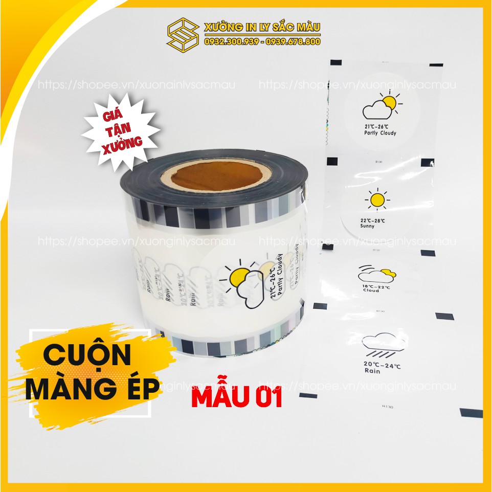 Cuộn màng ép ly, màng dập cốc in sẵn họa tiết vui tươi