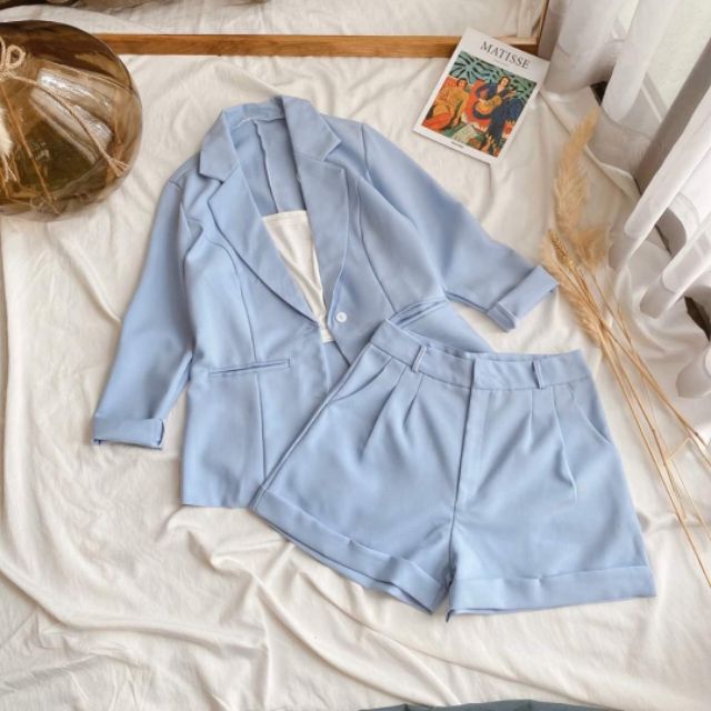 Set vest xanh 3 món