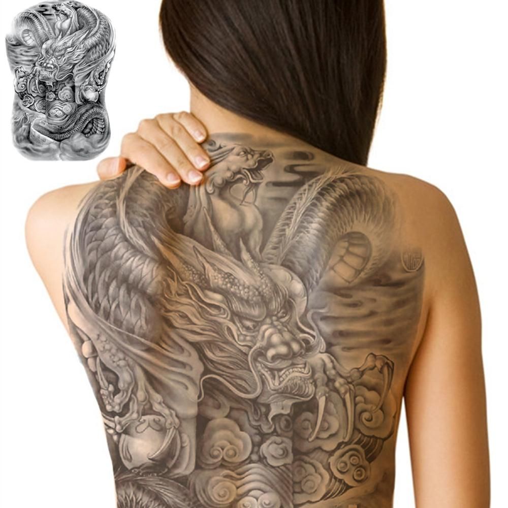 Hình xăm dán chuyển nước decal không thấm nước họa tiết hổ rồng sói siêu ngầu dáng ngực và lưng đẹp mắt cho nữ