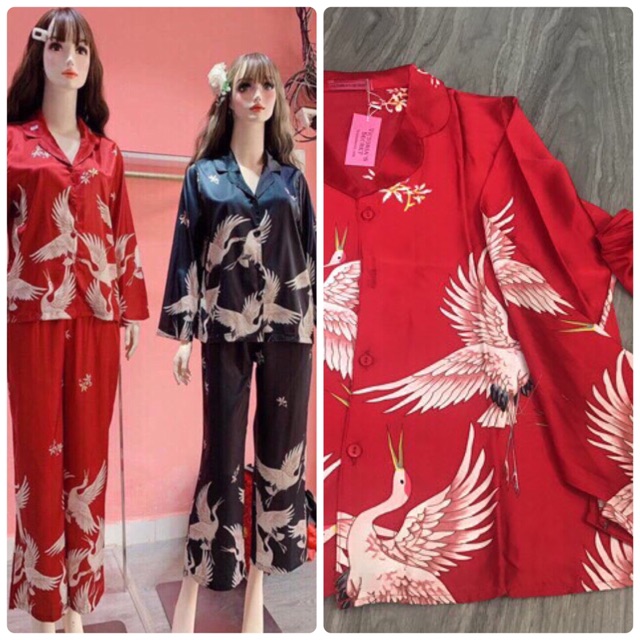 [FREE SHIP] Đồ Ngủ Nữ🌸Đồ Bộ Pijama Lụa Tay Dài Họa Tiết Chất Liệu Satin | BigBuy360 - bigbuy360.vn