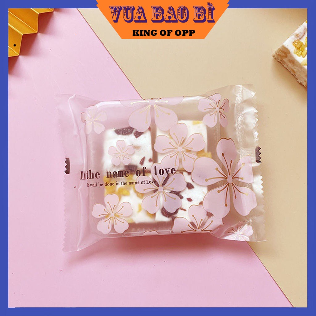 Túi Đựng Bánh Kẹo, Bao Bì Đựng Trà, Bánh Kẹo Hàn Nhiệt Họa Tiết In The Name Of Love Hoa Sakura  - VUA BAO BÌ