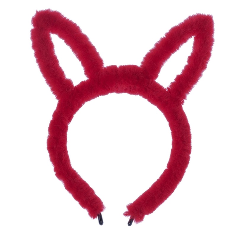 Băng Đô Tai Thỏ Phối Lông Màu Trơn Trang Điểm Hóa Trang Dễ Thương