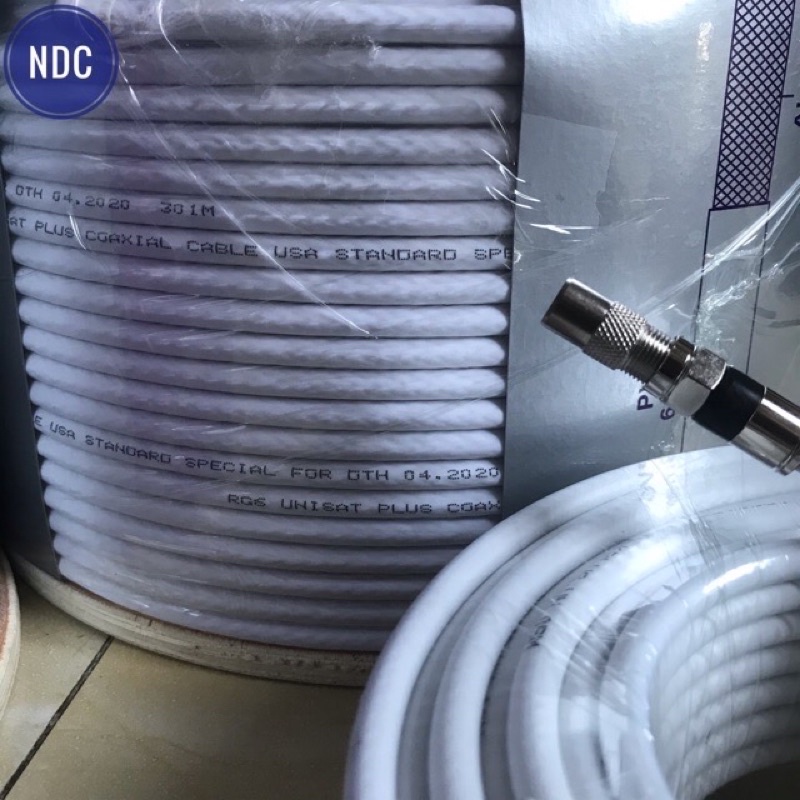 Anten Mặt Đất DVB-T2 , Cuộn Cáp Xịn K+ AVG Bấm Sẵn 2 Jack Nén