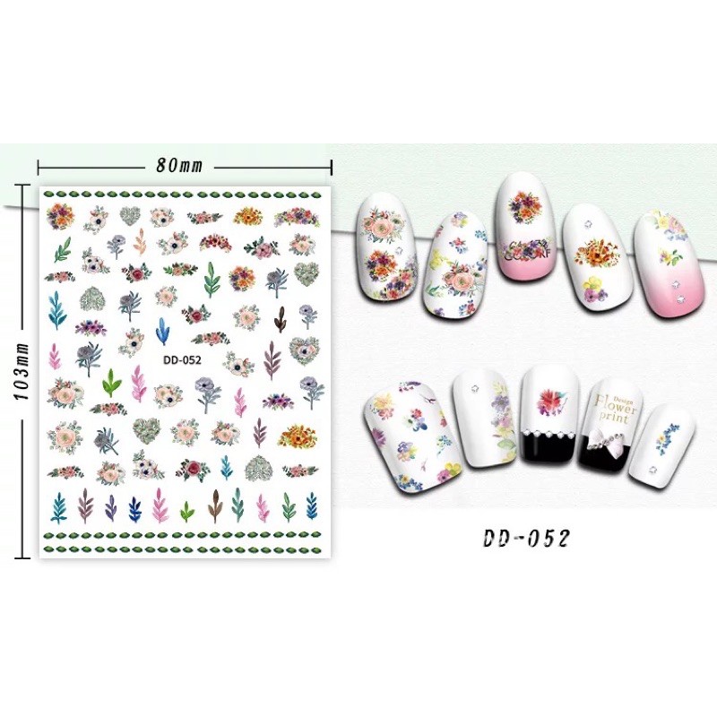 Sticker,hình dán móng tay hoạ tiết bông hoa trang trí móng nail
