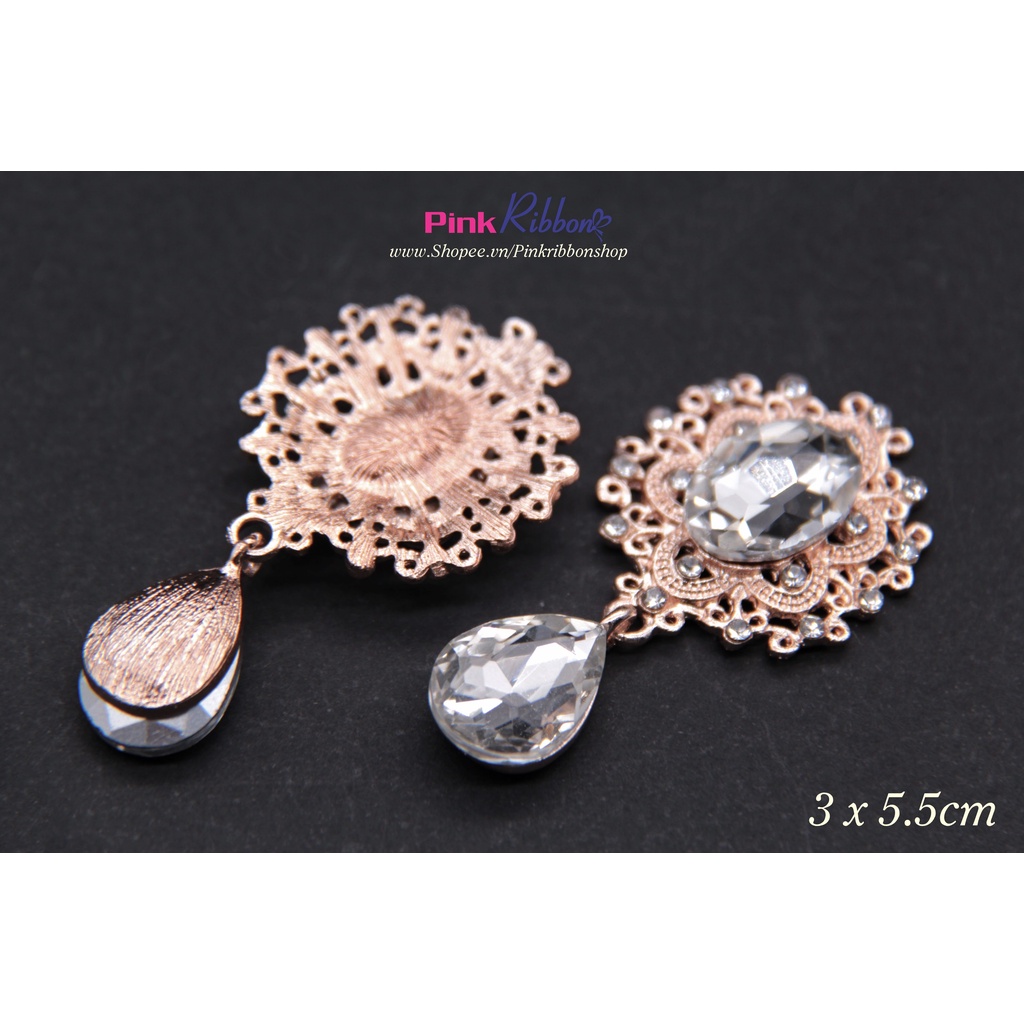 Charm đá treo giọt lệ mạ kim