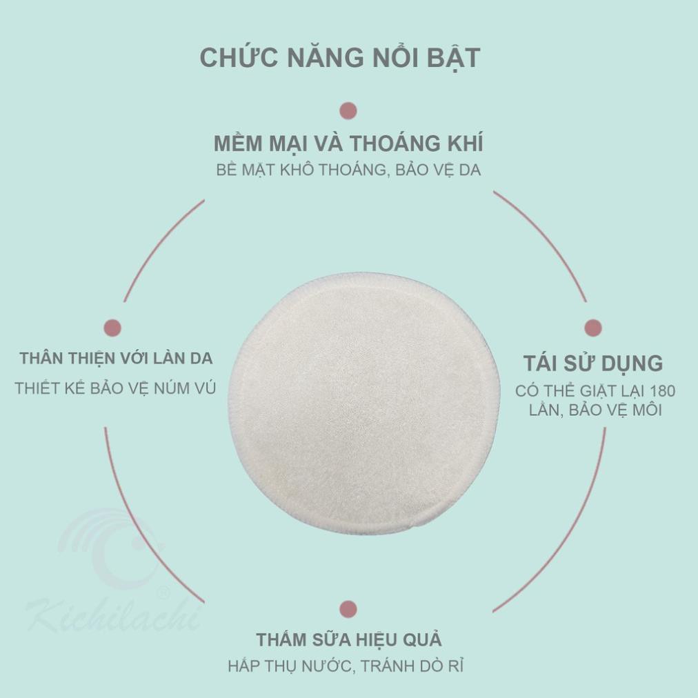 Miếng lót thấm sữa Kichilachi bằng vải giặt được, siêu thấm hút, chống trào ngược, khử mùi, thoáng mát