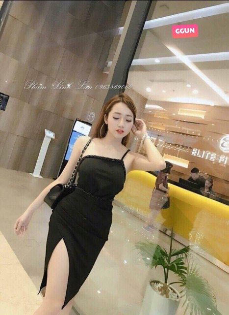 Đầm body kết cườm xẻ tà sang chảnh + Ảnh thật | BigBuy360 - bigbuy360.vn